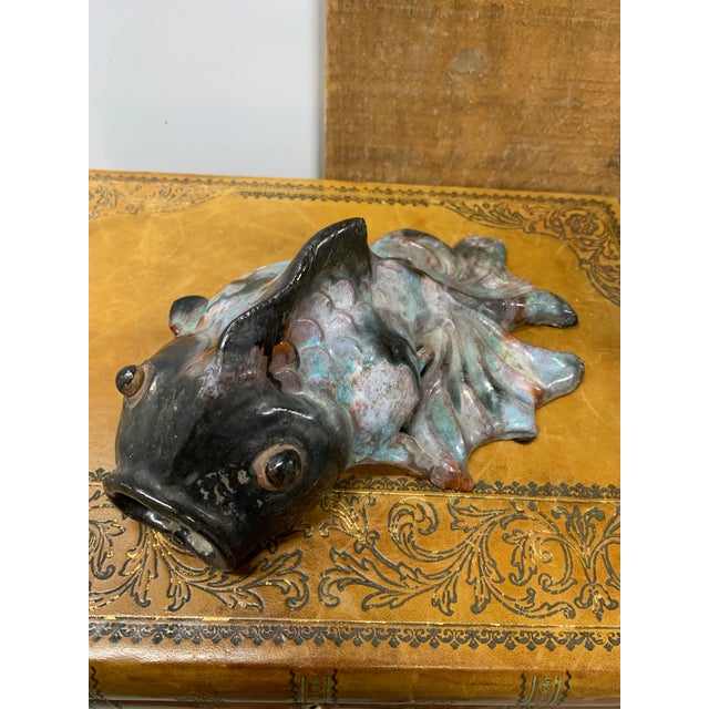 Boho Chic Late 19th Century Ceramic Japanese Fantail Goldfish Wall Pocket For Sale - Image 3 of 6
