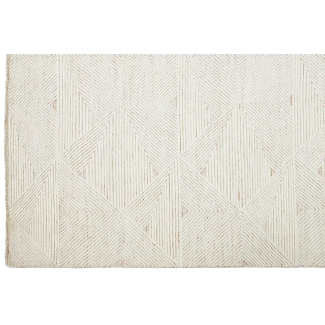 2010s Modern Handmade Moroccan Style Beige Wool Rug With Geometric Motif For Sale - Image 5 of 9