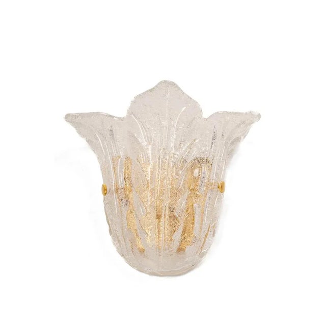 Pair of large murano wall lights, in the style of venini, made in italy, circa 1970-1979. High quality and in very good...