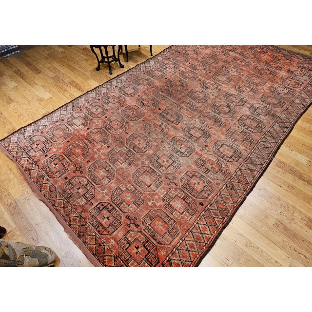 Early 20th Century Vintage Turkmen Tekke Gallery Rug in Allover Pattern in Red, Brown, Gray, For Sale - Image 5 of 18
