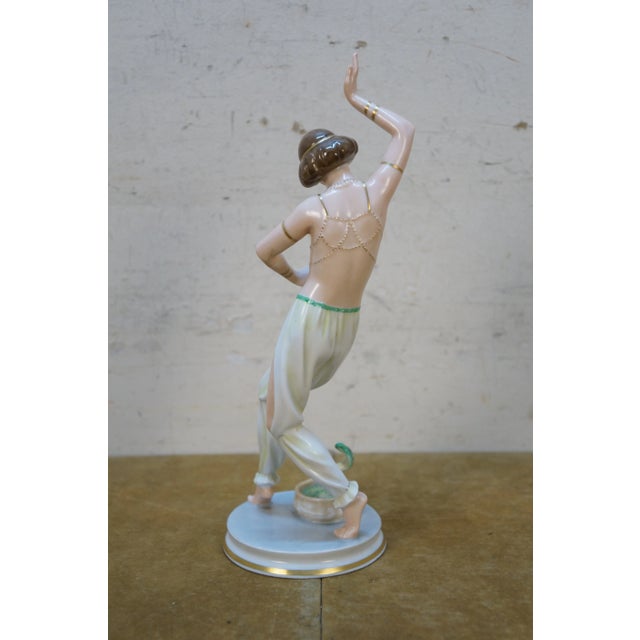 Rosenthal Antique Rosenthal Gustav Oppel Salambo Porcelain Snake Charmer Figurine 11" For Sale - Image 4 of 14