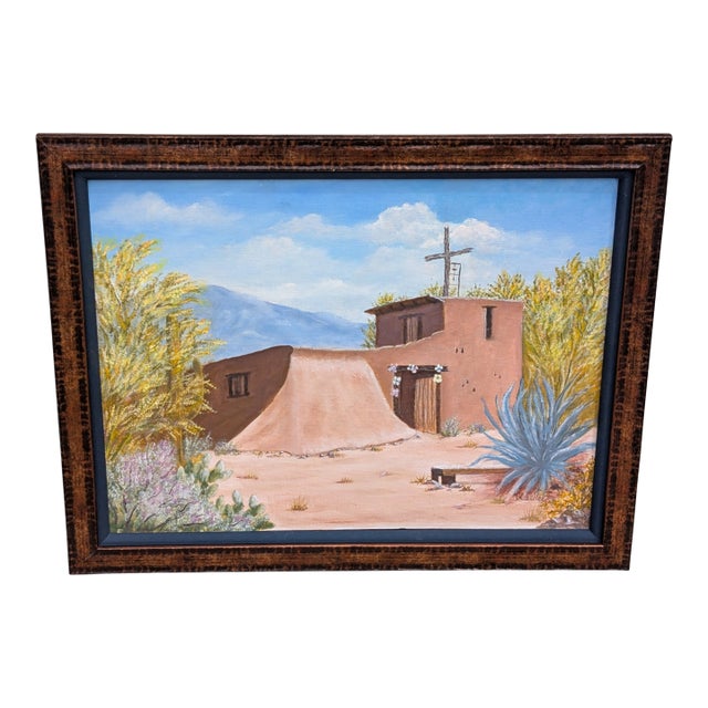 1990s "DeGrazias Chapel in the Sun" Original Southwestern Oil Painting by Ruth Moeller For Sale