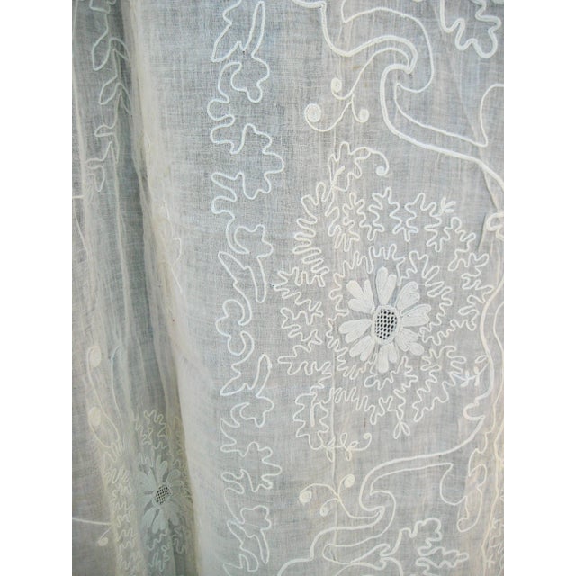 Textile Mid 19th Century Pair of French Embroidered in Fine Cotton Sheer Curtains Napoleon III For Sale - Image 7 of 15