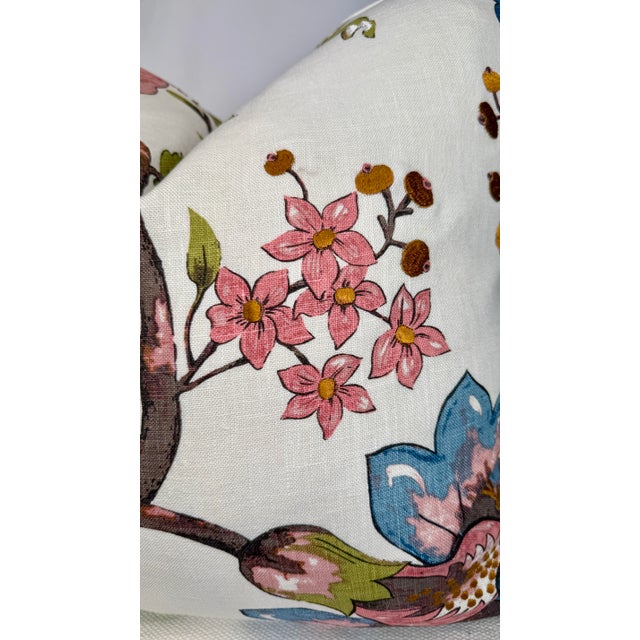 Floral With Embroidery on Linen 22" Pillows-a Pair For Sale - Image 4 of 4