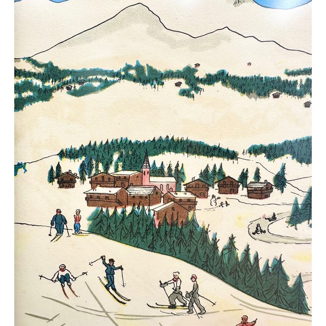 Vintage Le Voyage De Babar Ski Framed Lithographic Page For Sale In Washington DC - Image 6 of 8