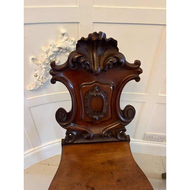 Antique Victorian Carved Mahogany Hall Chairs, 1850s, Set of 2 For Sale - Image 18 of 18