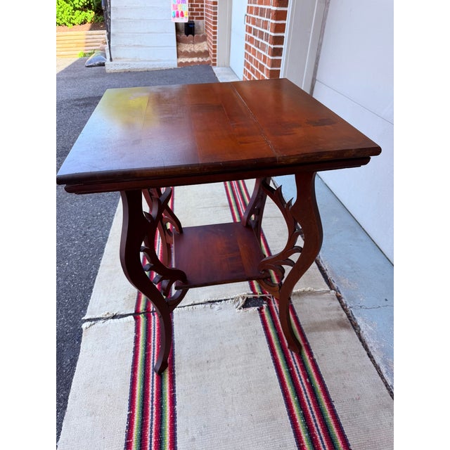 Antique Victorian Cherry Tabouret Table With Reticulated Fretwork, Circa 1890-1910 For Sale - Image 4 of 14
