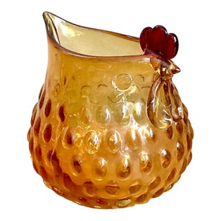 Vintage Amber Glass Chicken Pitcher For Sale