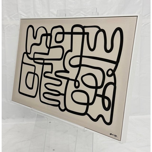 Oliver Gal Abstract Line Art Painting Framed Acrylic Canvas Miami Pop Art For Sale - Image 10 of 18