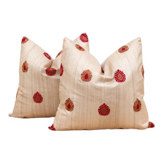 Pair of Paisley Silk Pillows For Sale