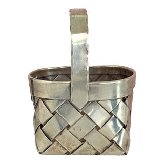 Cartier Woven Sterling Basket For Sale