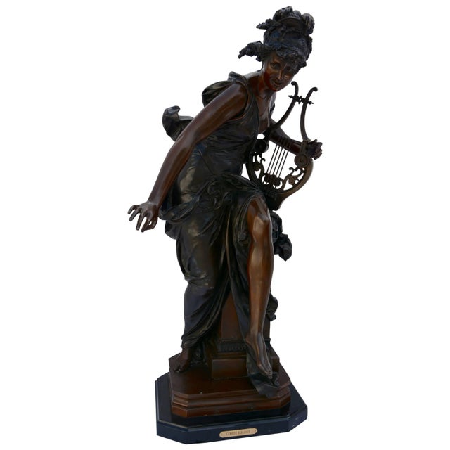 19th Century Le Melodie Bronze Statue by Albert-Ernest Carrier-Belleuse For Sale - Image 11 of 11