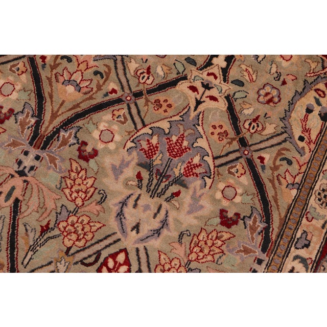 Shabby Chic Shabby Chic Floral 1990's Pak-Persian Green/Red Wool Rug - 6'0'' X 9'0'' For Sale - Image 3 of 9