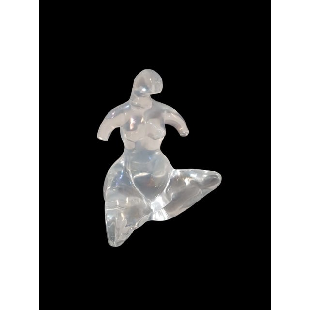 Vintage Opalescent Glass Sculpture of a Woman's Torso Signed For Sale - Image 4 of 4