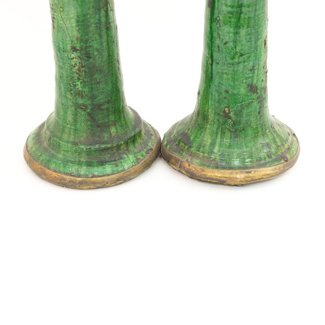 2020s Tamegroute Green Glazed Ceramic Sculptural Vase | One of a Kind For Sale - Image 5 of 6