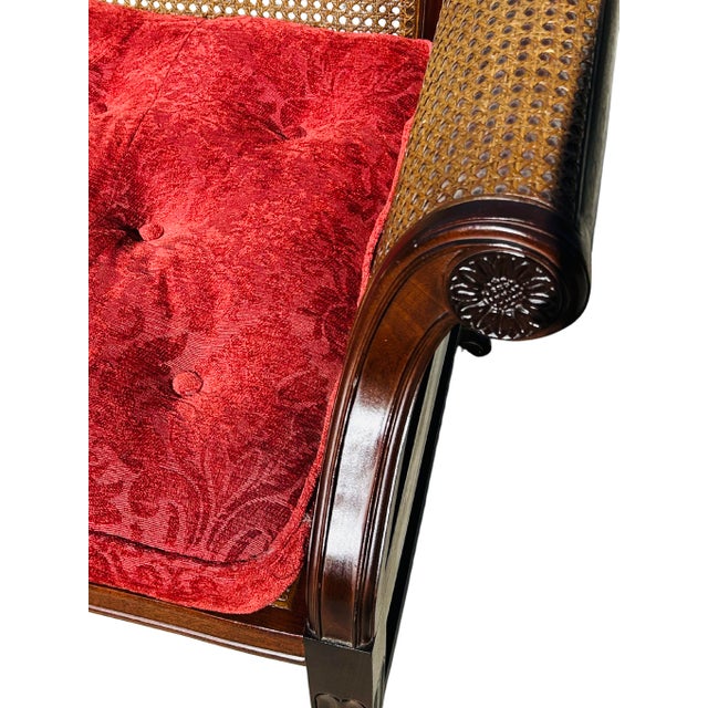 Authenticated Antique Federal Mahogany Caned Settee Sofa, Circa 1800–1815 – Serpentine Back, Reeded Scroll Arms & Original Brass Casters For Sale - Image 14 of 18