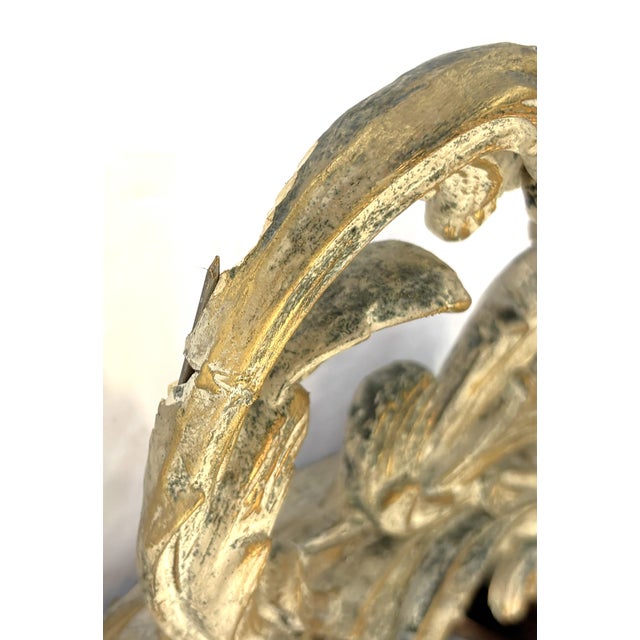 1900's Hollywood Regency Style Wood With Plaster Wall Mirror With Curved Foliate Design For Sale - Image 16 of 18