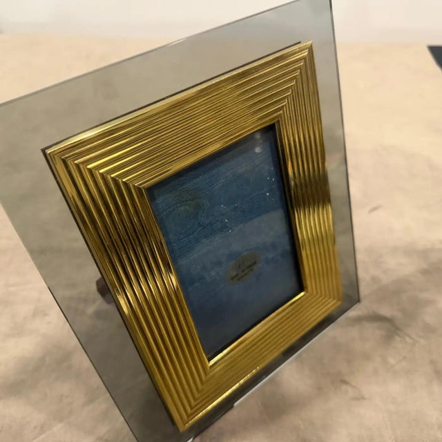 1960s Mid-Century Modern Brass and Smoked Glass Luxury Italian Picture Frame For Sale - Image 12 of 14