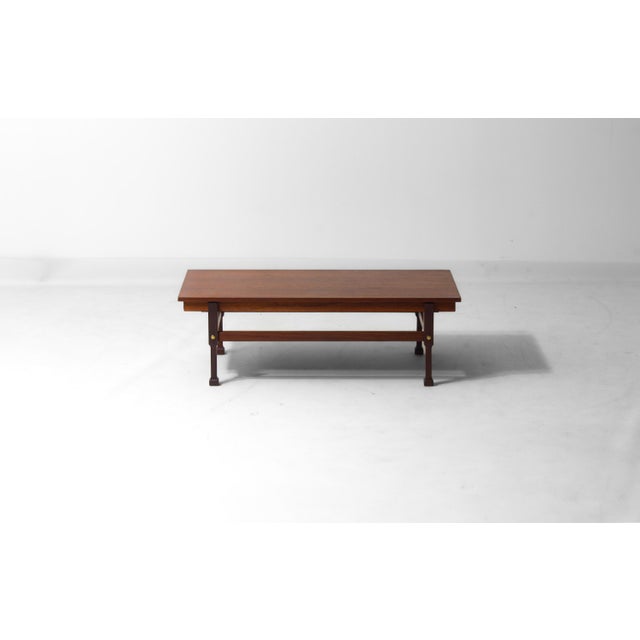 Mid-Century Modern Italian Coffee Table in Teak with Hidden Drawers, 1960s For Sale - Image 3 of 16