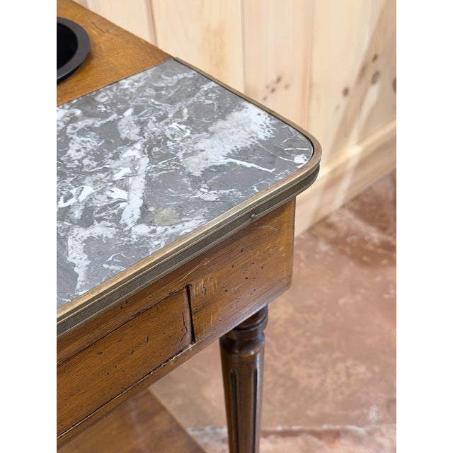 Early 20th Century Antique Louis XVI Style Mahogany Rafraichissoir Side Table With Marble Top For Sale - Image 5 of 9