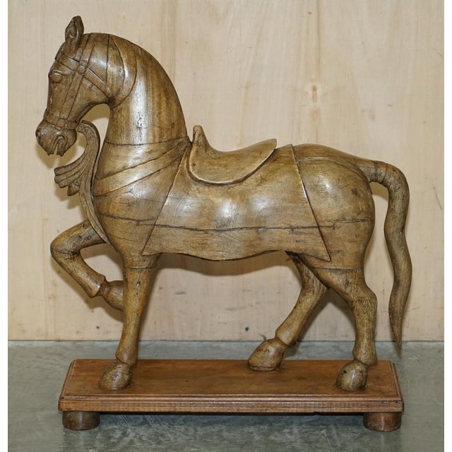 Decorative Hand Carved Wooden Statues of Horses, 1880, Set of 2 For Sale - Image 15 of 18