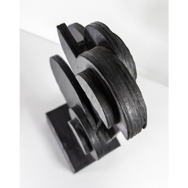 Mid-Century Modern Black Geometric Abstract Sculpture After Louise Nevelson For Sale - Image 10 of 11