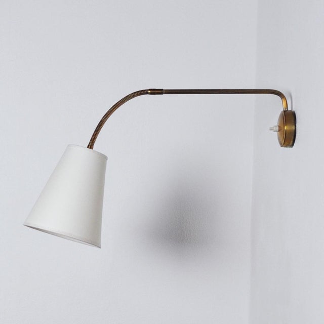 Scandinavian Modern Brass Wall Lamp with Adjustable Arm, 1950s For Sale - Image 10 of 10