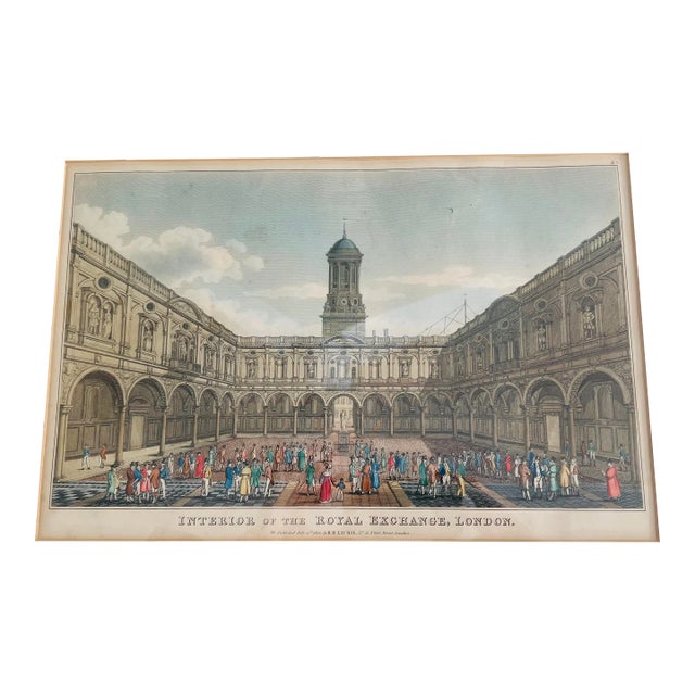Framed View, England, London, Vue D’optique, Royal Exchange, r.h. Laurie, Antique Print For Sale
