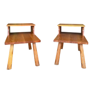 Original American "Cowboy Ranch Oak" Pair of Side Tables by A. Brandt