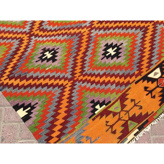 1960s Vintage Diamond Design Kilim Rug - 66" X 90.5" For Sale - Image 5 of 10