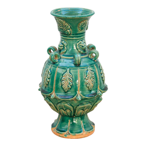 Antique Emerald Green Chinese Sculpture Vase
