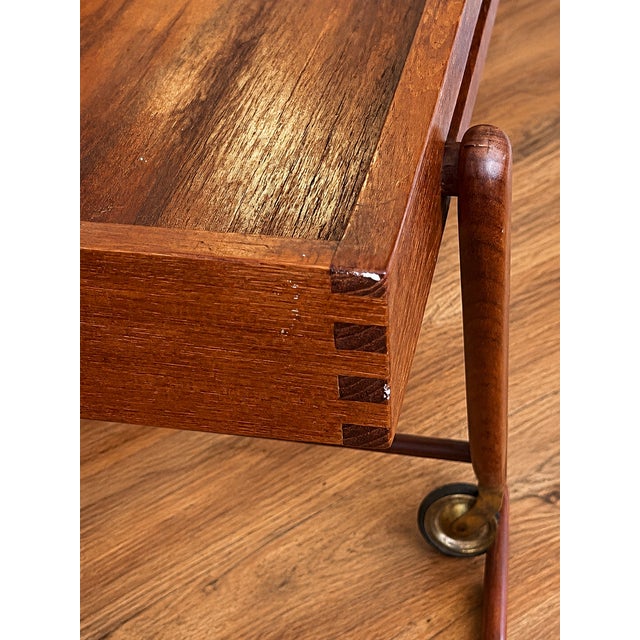 Vintage Mid-Century Teak Folding Tea Bar Cart – Danish Scandinavian Modern For Sale - Image 12 of 17