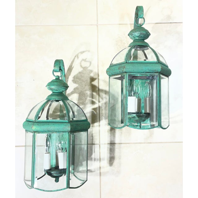 Elegant Pair of Vintage Brass Wall Lanterns - 18”.5 X 9” For Sale - Image 16 of 16