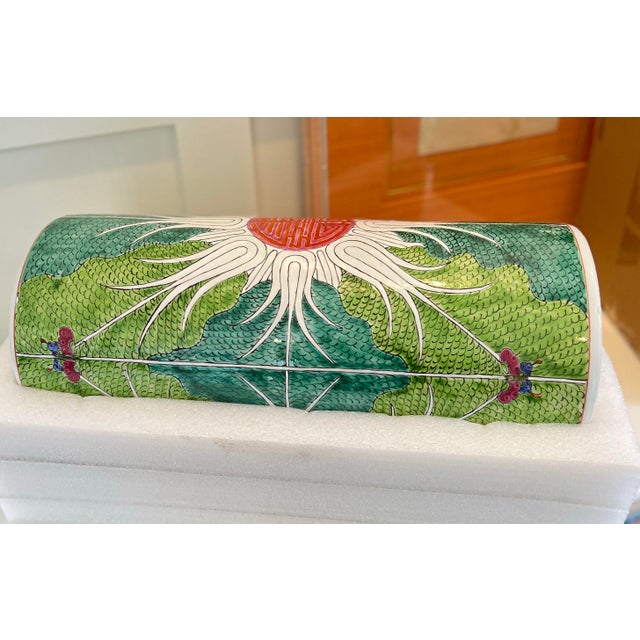 Bok Choy “Shou” Longevity Pattern Handpainted Porcelain Umbrella Stand For Sale - Image 10 of 12