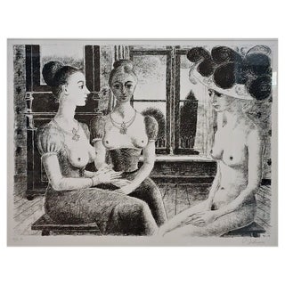 Paul Delvaux, La Fenetre, 1971, Lithograph For Sale