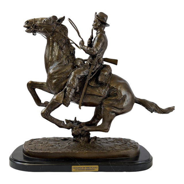 Trooper of the Plains, Bronze Piece After Remington - 19" H For Sale