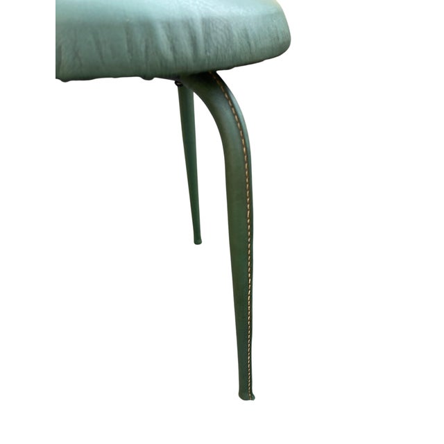 1950s Stitched Leather Stools by Jacques Adnet, 1950s, Set of 2 For Sale - Image 5 of 6