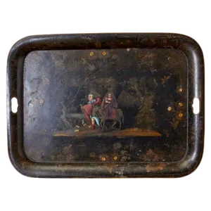 19th Century English Tole Lacquer Renaissance Revival Tray
