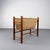 Elegant, geometric newspaper rack from Denmark. Minimalist teak frame with a linen shelf. Beautiful condition with minor...