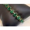 24 Carat Emerald 1.8 Carat Diamond Tennis Bracelet 14 Karat White Gold, 16.7 GM For Sale - Image 16 of 18