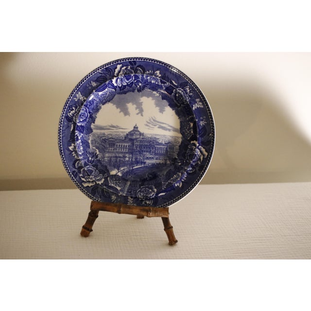 Wedgwood 1892 Wedgwood Flow Blue Library of Congress Plate For Sale - Image 4 of 11