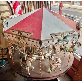 1940 Beautiful Hand Crafted Revolving Carousel With Horses and Other Animals For Sale