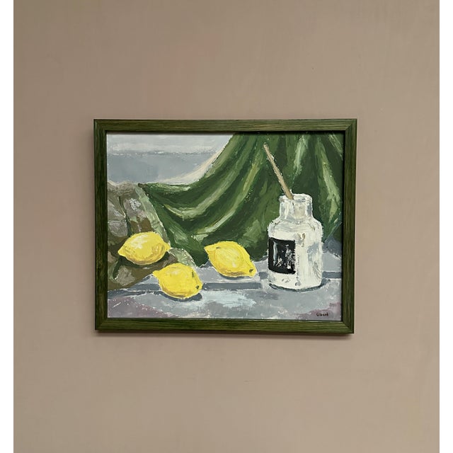 Gilbert, Still Life with Lemons and Inkpot, 1950s, Oil on Panel, Framed For Sale - Image 9 of 15