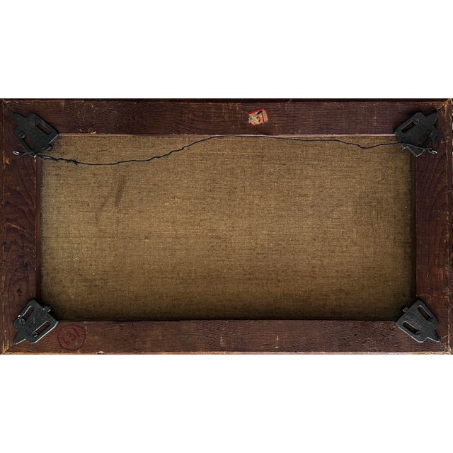 Antique 19th Century Primitive Folk Art Seascape With Sailboats, Oil on Canvas For Sale - Image 9 of 9