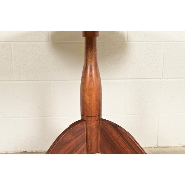 Wood Early American Bench Made Sculpted Solid Walnut Pedestal Tea Table or Side Table For Sale - Image 7 of 10