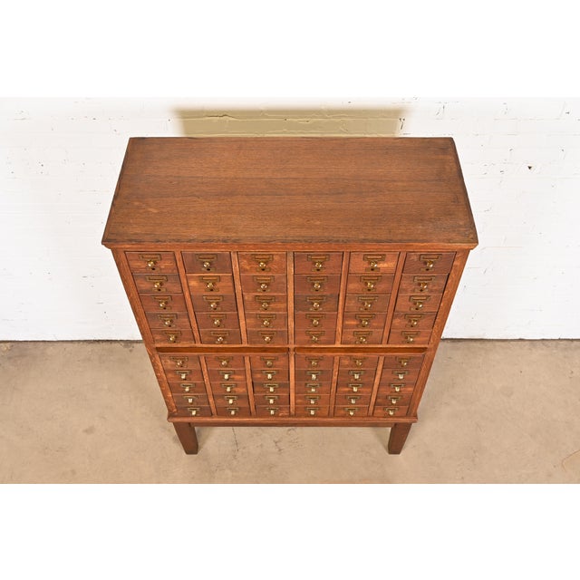 Antique Arts & Crafts Oak 60Drawer Card Catalog Filing Circa