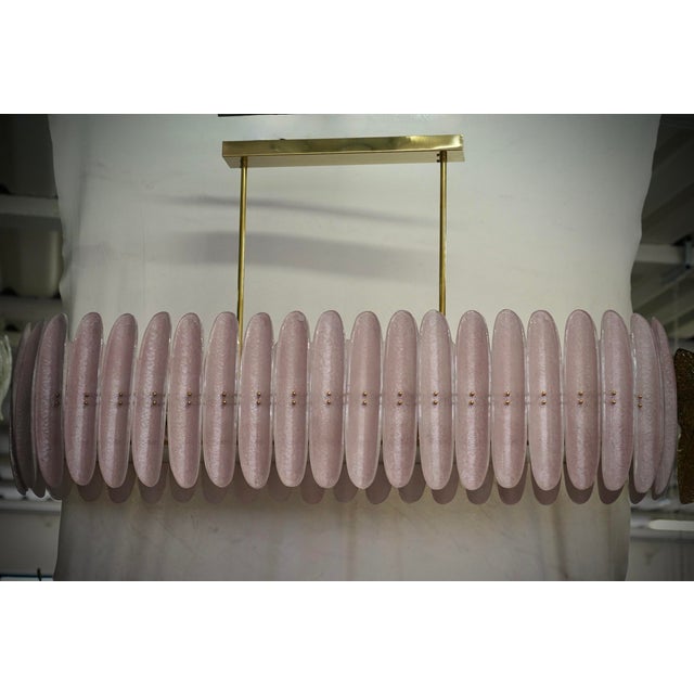 Mid-Century Murano Pink Art Glass Rectangular Chandelier and Pendant For Sale - Image 10 of 10