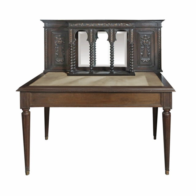 Early 20th Century Writing Desk Antique With Carved Detail For Sale - Image 5 of 5