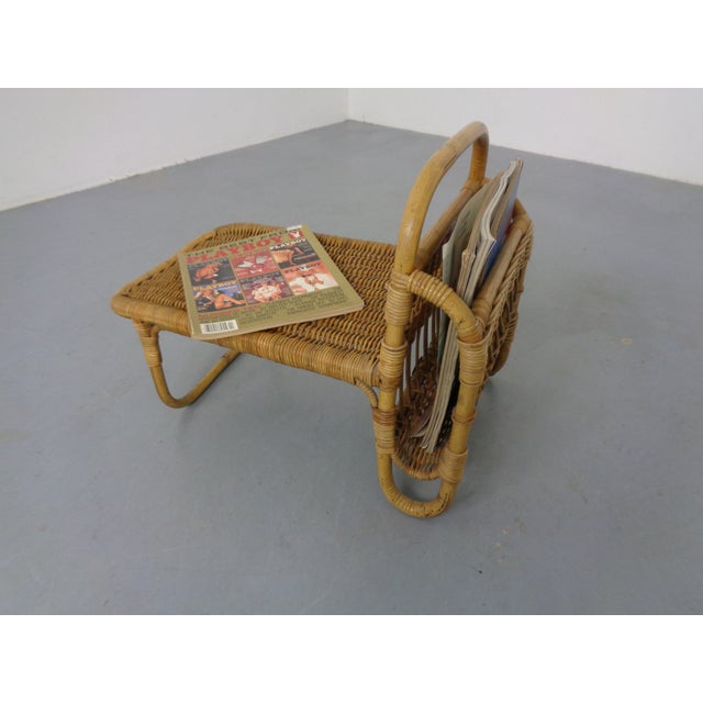 Tan Filigree Rattan Magazine Rack, Germany, 1960s For Sale - Image 8 of 18