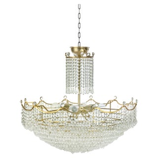 Vintage Crystal Drops Chandelier, Italy, 1970s For Sale